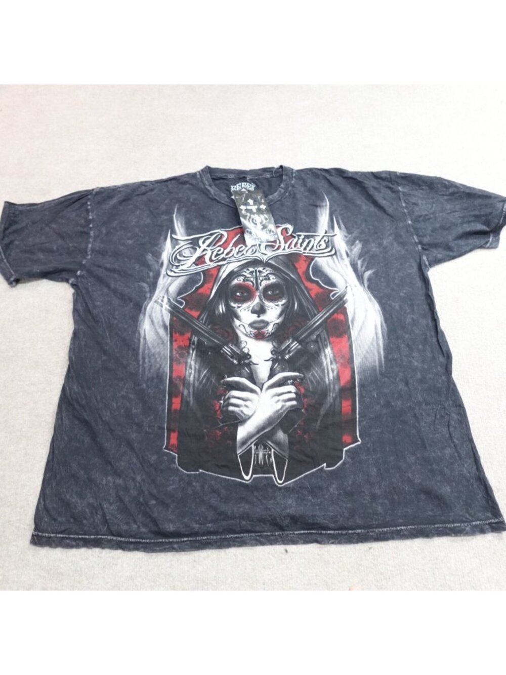 Rebel Saints Shirt 2XL Gray Day of the Dead Affliction NEW